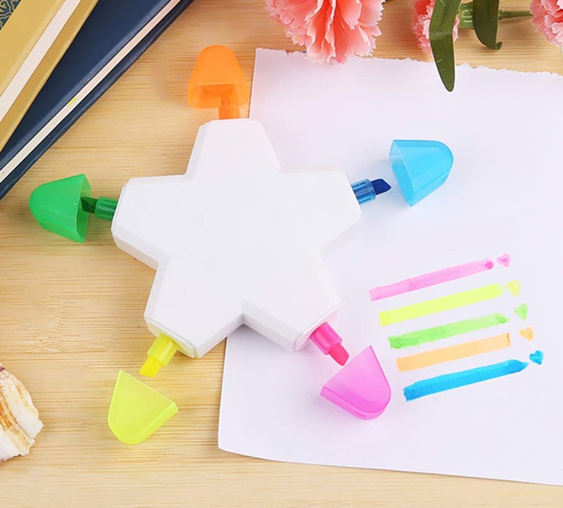 HiKin Brush Tip Highlighters, Creative Star Shape Light Color Fluorescent Pens Markers with 5 Colors, Great for Journal Planner Note Taking and Coloring Book, Non-Toxic & Odorless Watercolor. - Image 5